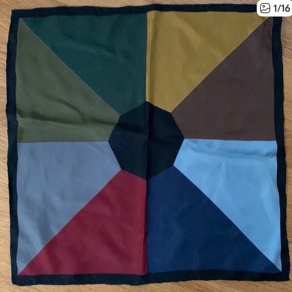 VTG Nine Color Ashear Pocket Square  All Silk Made in Italy.
